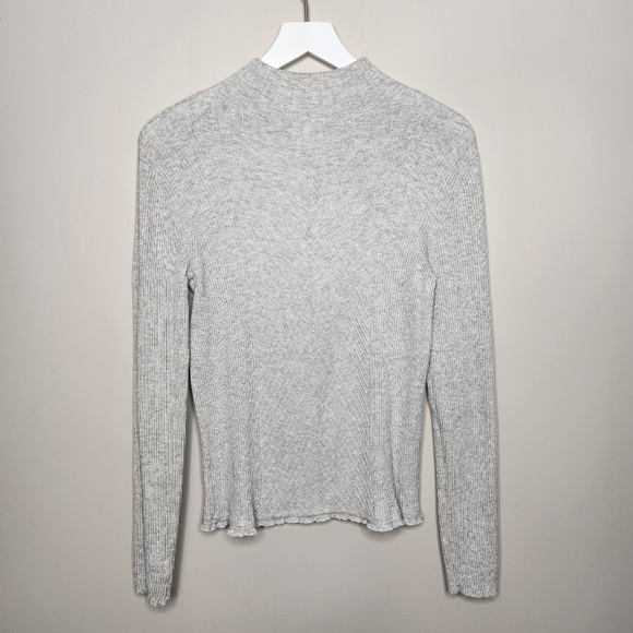 Tyler Boe Gray Rib Knit Long Sleeve Mock Neck Sweater - Picture 6 of 9